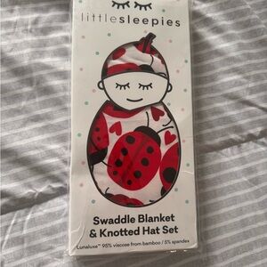 Little Sleepies Ladybug Swaddle and Hat Set